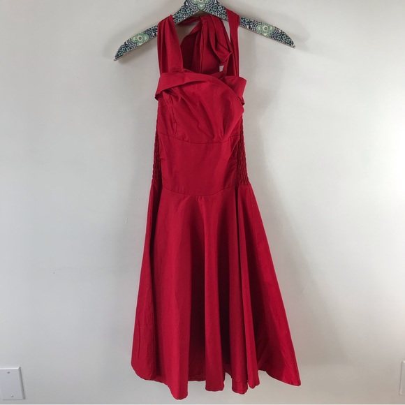 TRASHY DIVA Red Trixie Retro Vintage Rockabilly Style Swing Dress XS - Picture 2 of 9
